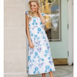 J. Marie Ruffle Strap Midi Dress - L - NWT!